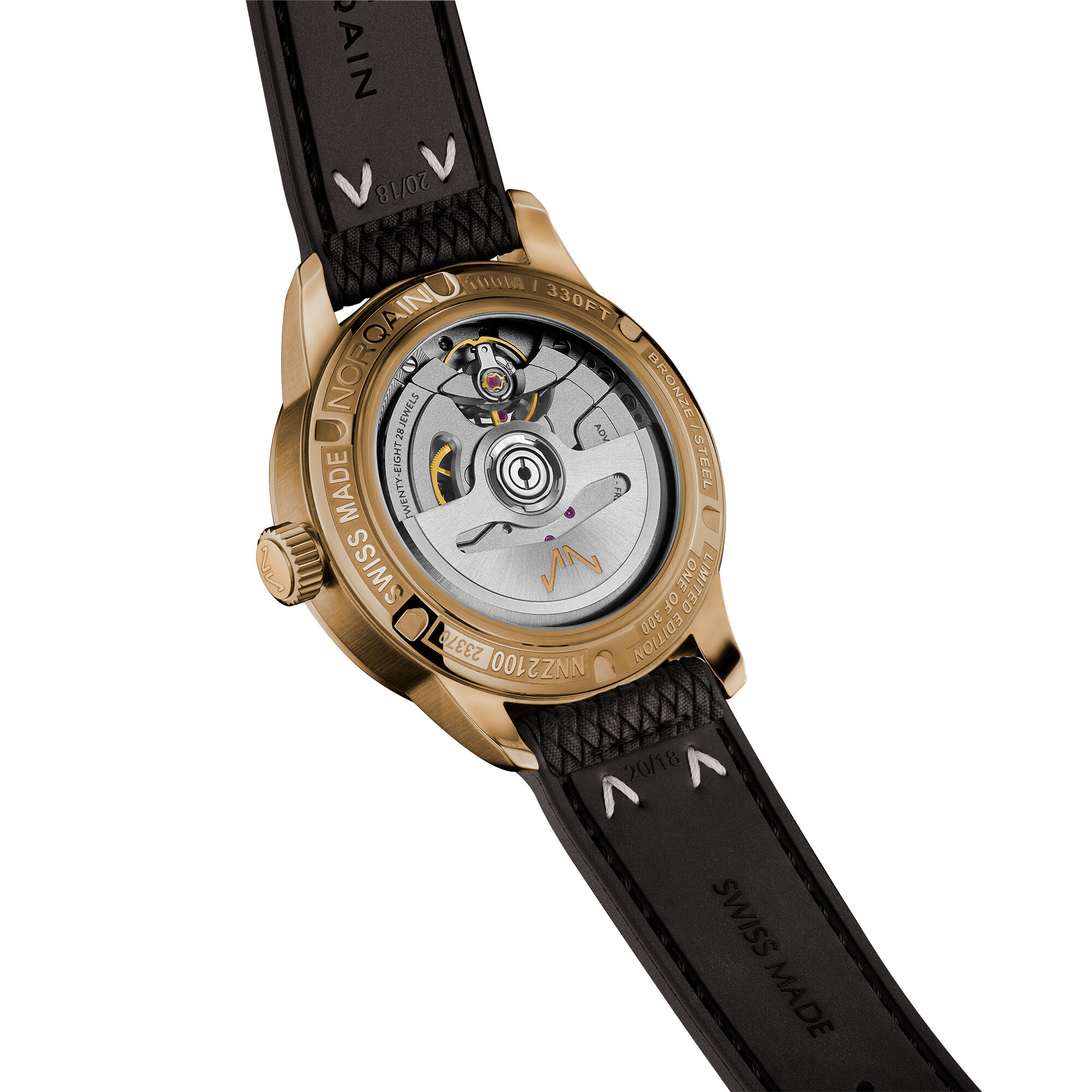 NORQAIN Freedom 60 GMT Bronze Anthracite Black Dial Watch, 40mm