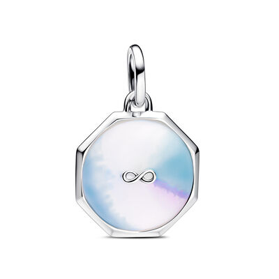 Pandora ME Infinity Medallion Charm Pandora ME sterling silver with white, blue, pink and purple enamel