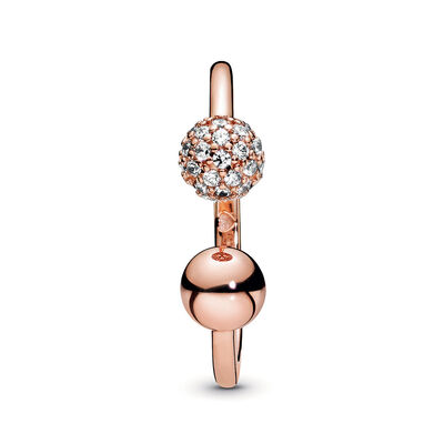 Pandora Rose&trade; Purely Pandora Polished & Pav&eacute; Bead Open CZ Ring