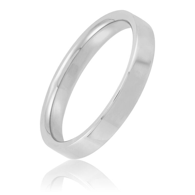 White Gold Polished Pipe Comfort Fit 3mm Band 18K image number 0