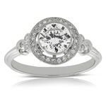 Bezel Halo Diamond Engagement Ring 14K