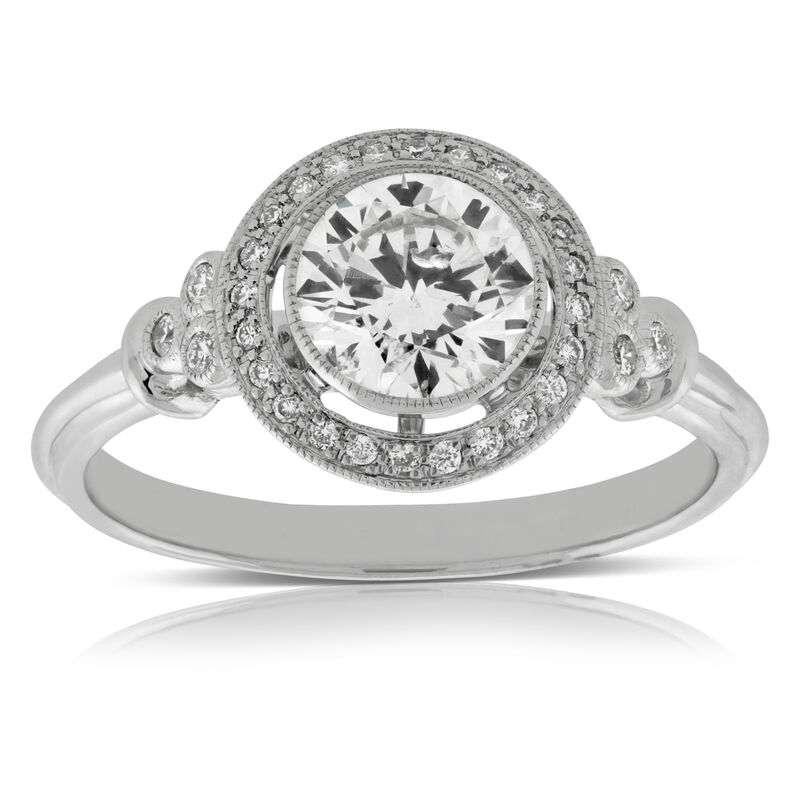 Bezel Halo Diamond Engagement Ring 14K image number 0