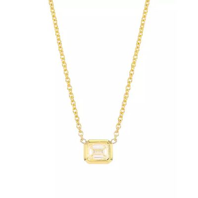 Roberto Coin Tiny Treasures 18K Yellow Gold & Emerald-Cut Diamond Pendant Necklace