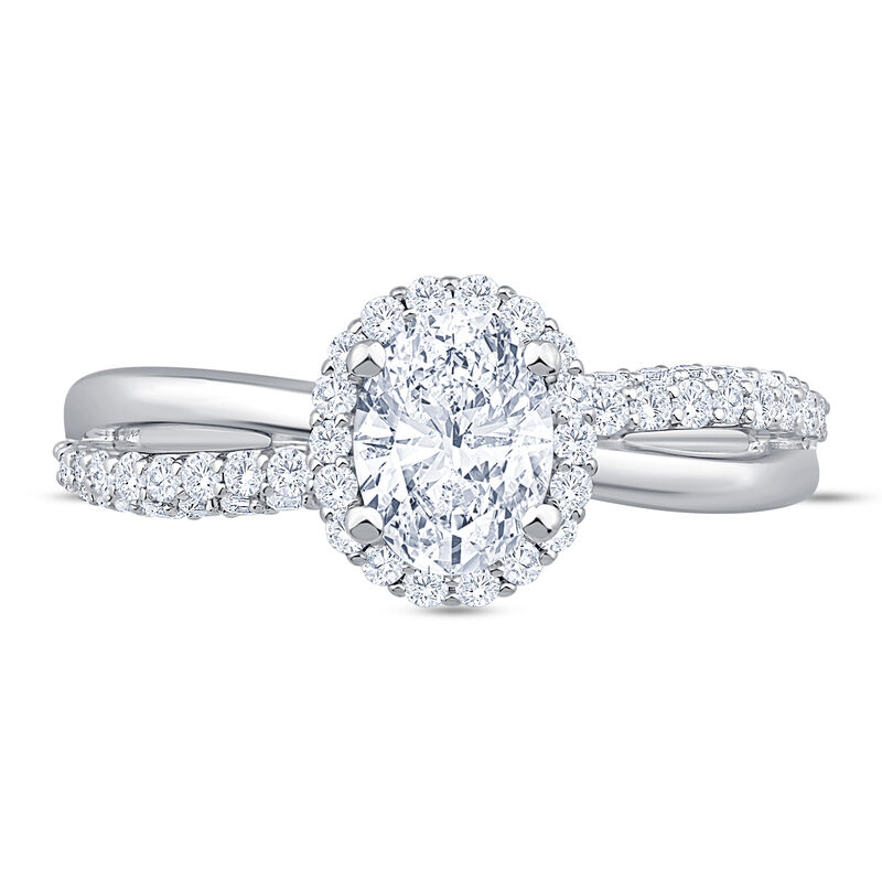 Split-Shank Oval Diamond Engagement Ring, 14k White Gold image number 2