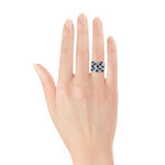 Sapphire & Diamond Multi-Row Ring 14K