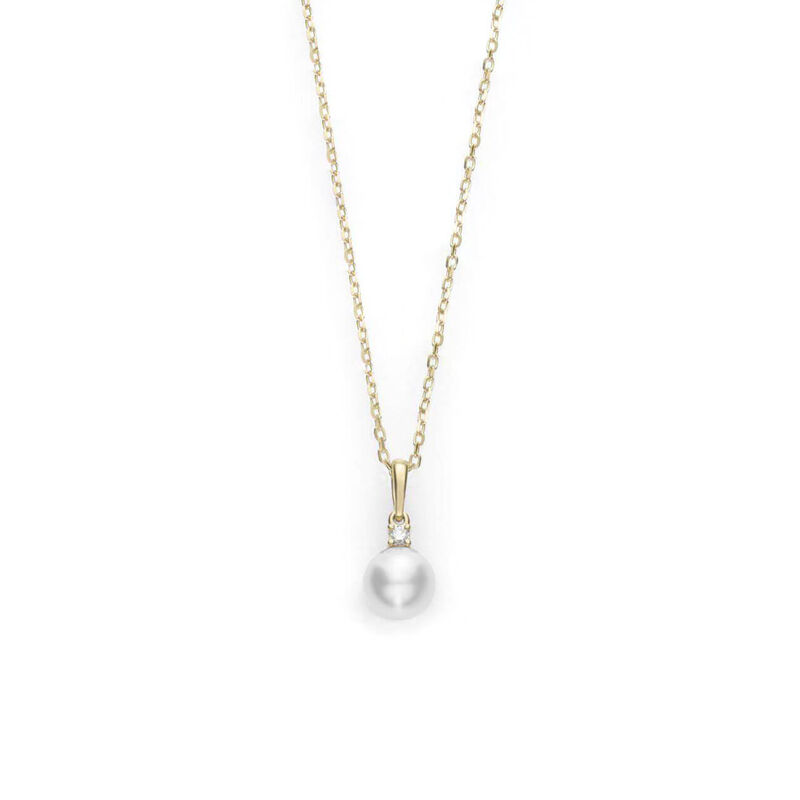 Mikimoto AA Akoya Cultured Pearl & Diamond Necklace 18K, 6mm
