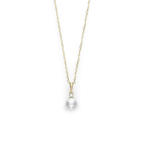 Mikimoto AA Akoya Cultured Pearl & Diamond Necklace 18K, 6mm