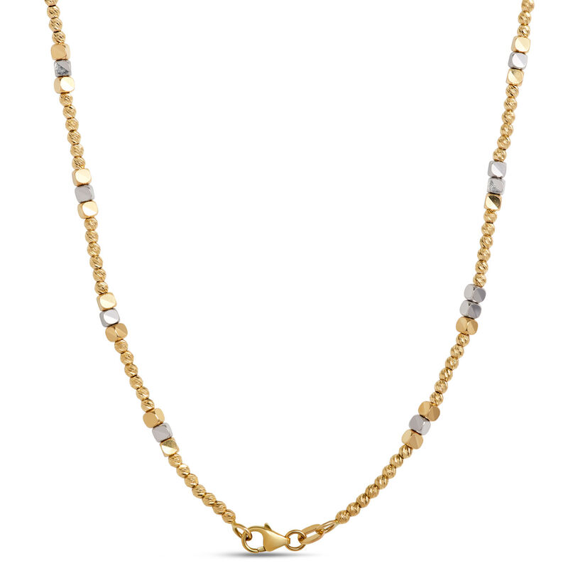 Toscano 18-Inch Alternating Bead Necklace, 14K Yellow Gold image number 1