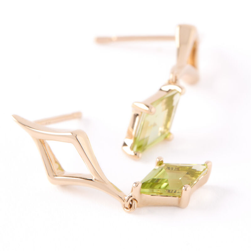 Peridot Dangle Earrings, 14K Yellow Gold image number 1