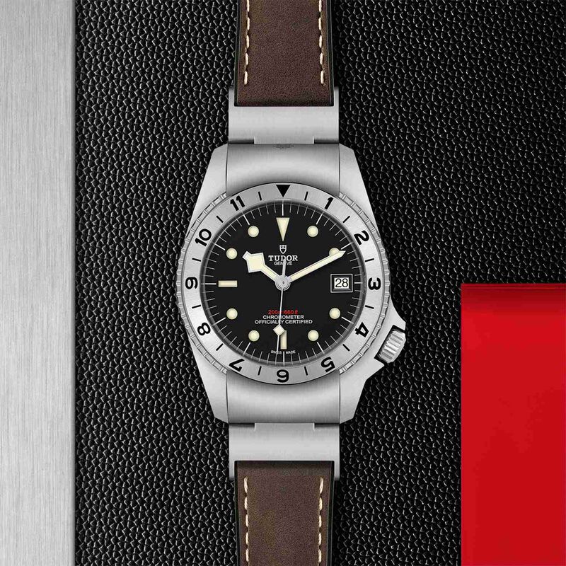 TUDOR Black Bay P01 Watch Steel Case Black Dial Leather Strap, 42mm image number 4