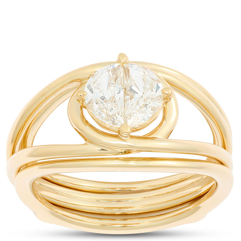 Two Half Moon Open Center Ring, ⅔ Total Carat Weight, 14K Yellow Gold image number 0