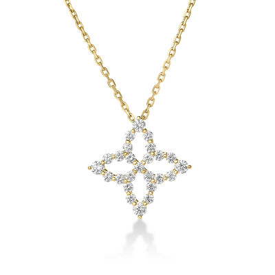 Roberto Coin 18K Yellow Gold Diamond Princess Outline Tapered Flower Necklace