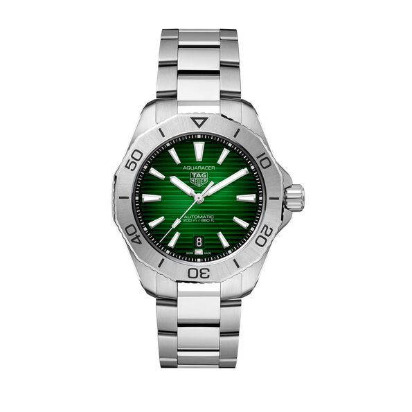 TAG Heuer Aquaracer Professional 200 Watch Green Dial Steel Bracelet, 40mm