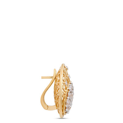 Diamond Cluster Filigree Earrings, 1 &frac12; Total Carat Weight, 14K Yellow Gold