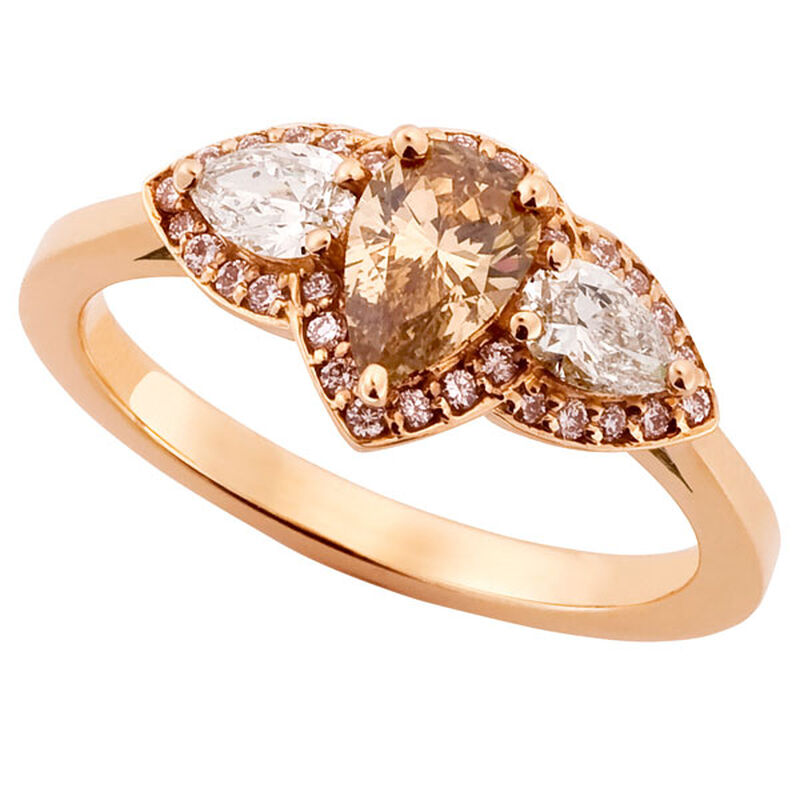 Rose Gold Brown & White Diamond Ring 14K image number 0