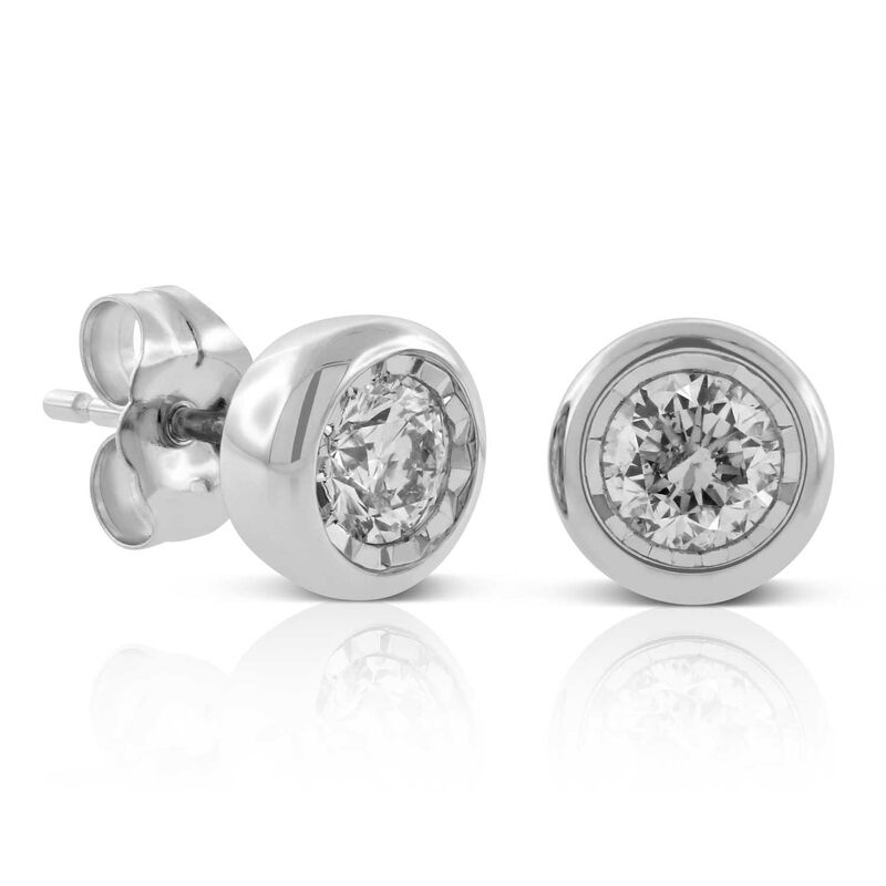 Faceted Bezel Set Diamond Earrings 14K, 1/2 ctw. image number 0