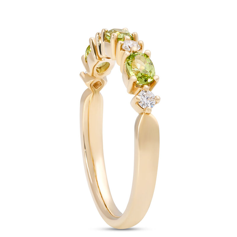 Oval Peridot and Round Diamond Ring, 14K Yellow Gold image number 1