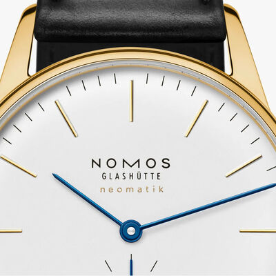 NOMOS Orion Gold Neomatik Silver Dial Watch, 36.4mm