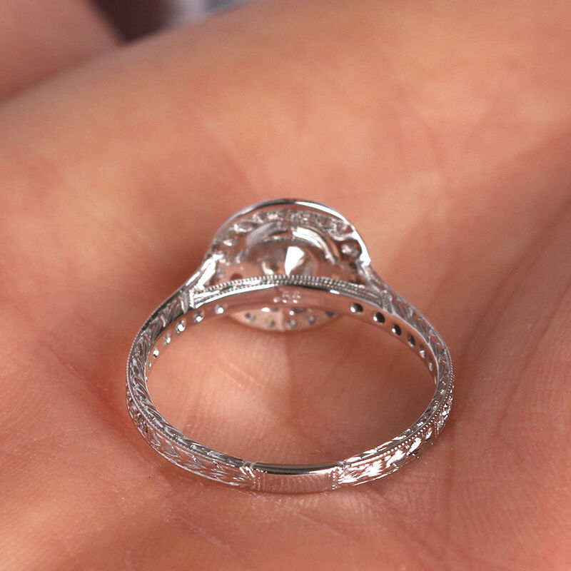 Bezel Set Halo Diamond Engagement Ring 14K image number 4