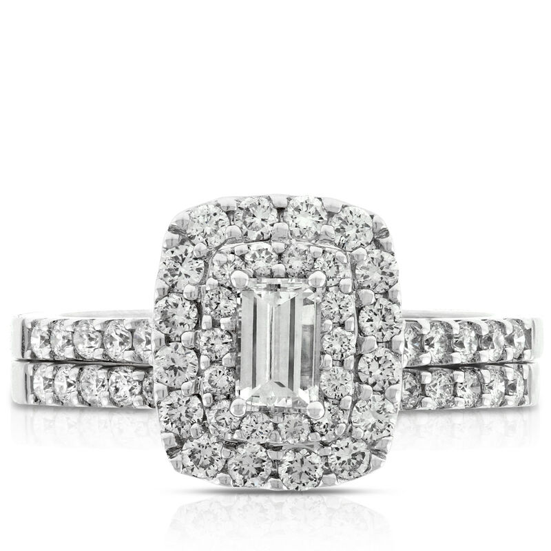 Double Halo Diamond Bridal Set 14K image number 1