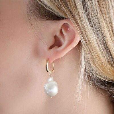 Cultured Baroque Freshwater Pearl Drop Earrings 14K