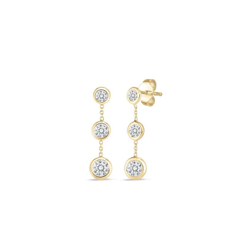 Roberto Coin 18K Yellow Gold Tiny Treasures Three Bezel Dangle Earrings image number 0