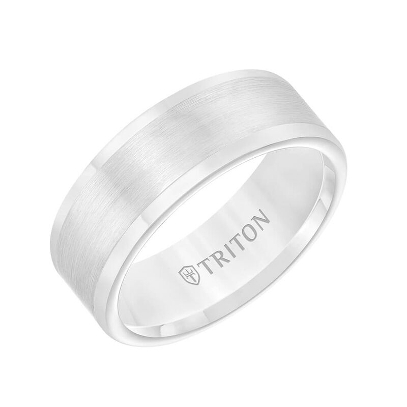 TRITON Contemporary Comfort Fit Satin Finish Band in White Tungsten, 8 mm image number 0