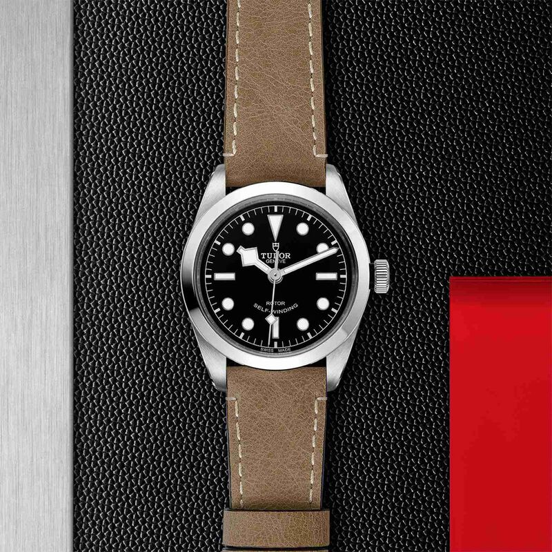 TUDOR Black Bay 36 Watch Steel Case Black Dial Leather Strap, 36mm image number 3