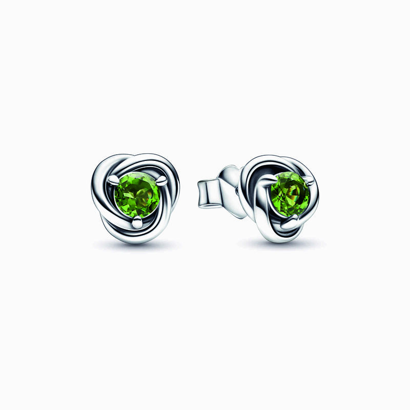 Pandora August Spring Green Eternity Circle Stud Earrings image number 1
