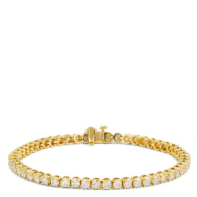 Classic Seven Inch Round Diamond Tennis Bracelet, 4 &frac12; Carat Total Weight, 18K Yellow Gold