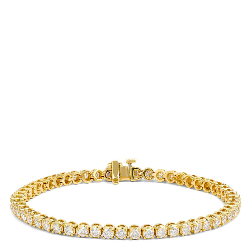 Classic Seven Inch Round Diamond Tennis Bracelet, 4 &frac12; Carat Total Weight, 18K Yellow Gold image number 0