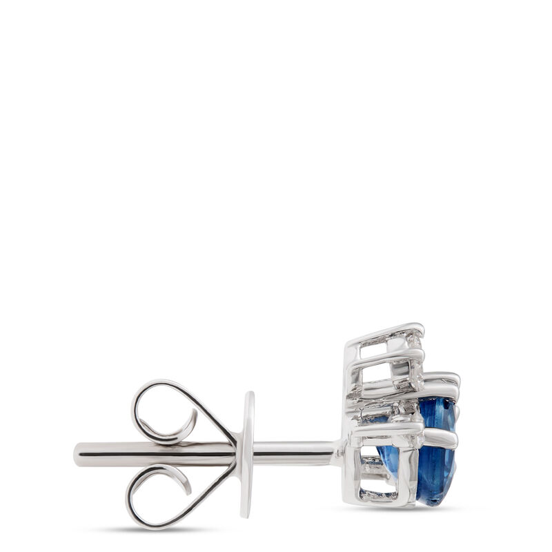 Round Sapphire and Diamond Studs, 14K White Gold image number 1