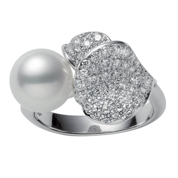 Mikimoto Akoya Cultured Pearl & Diamond Ring 18K, 8.5mm