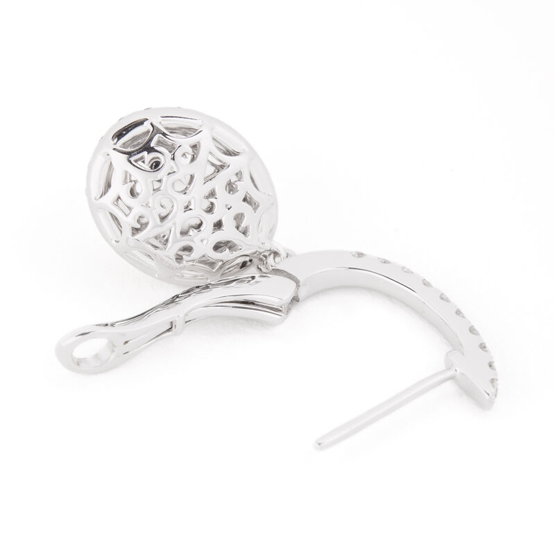 Oval Opal Earrings with Diamond Halo, 14K White Gold image number 2