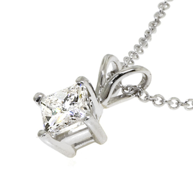 Princess Cut Diamond Solitaire Necklace 14K, 1/2 ct. image number 3
