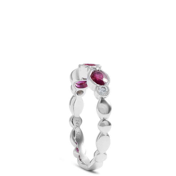 Ruby & Diamond Ring, 14K White Gold