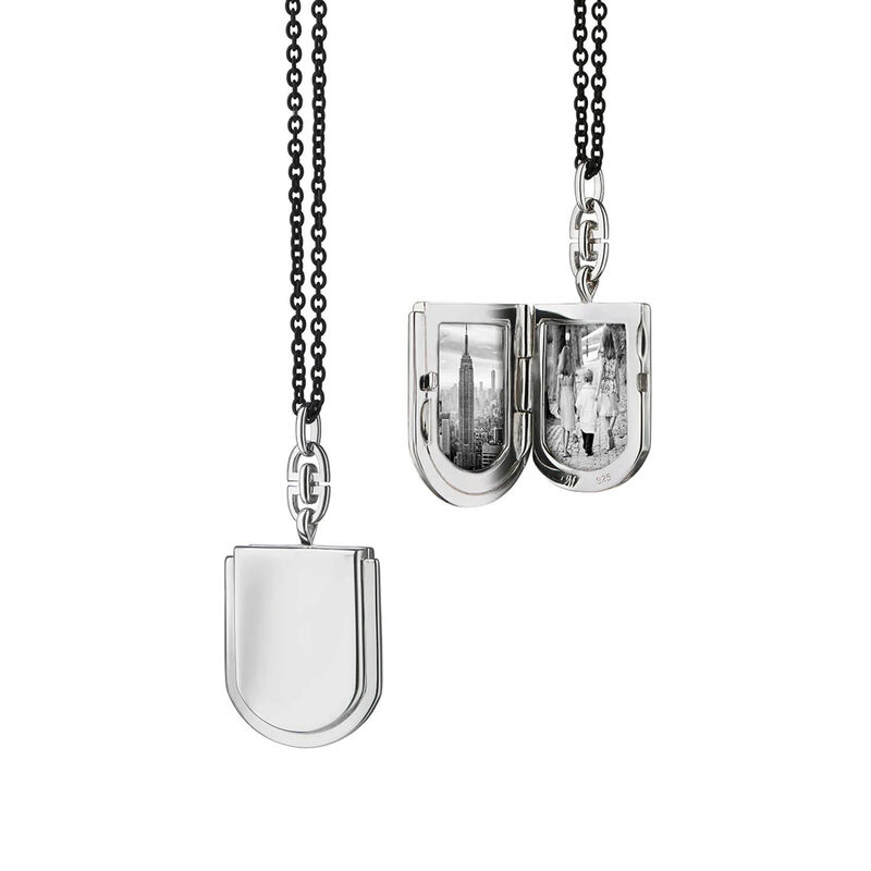 Monica Rich Kosann Horeshoe Locket Necklace with Curb Bail, Sterling Silver image number 0