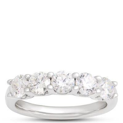 Five Round Diamond Band, 14K White Gold