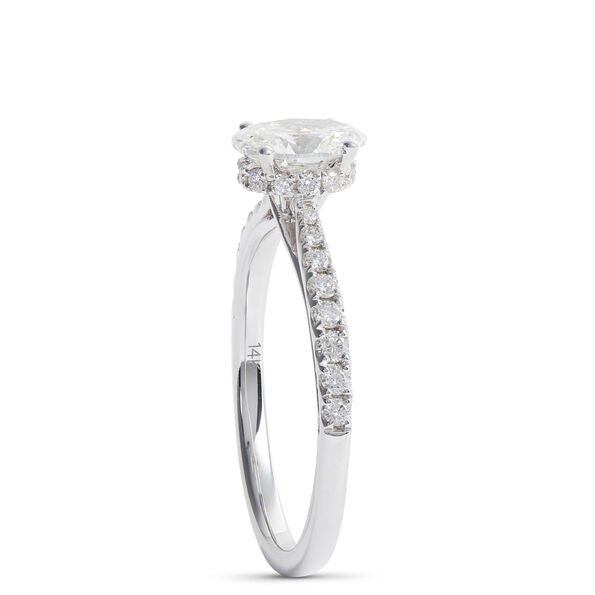 Oval Cut Diamond Engagement Ring, 14K White Gold