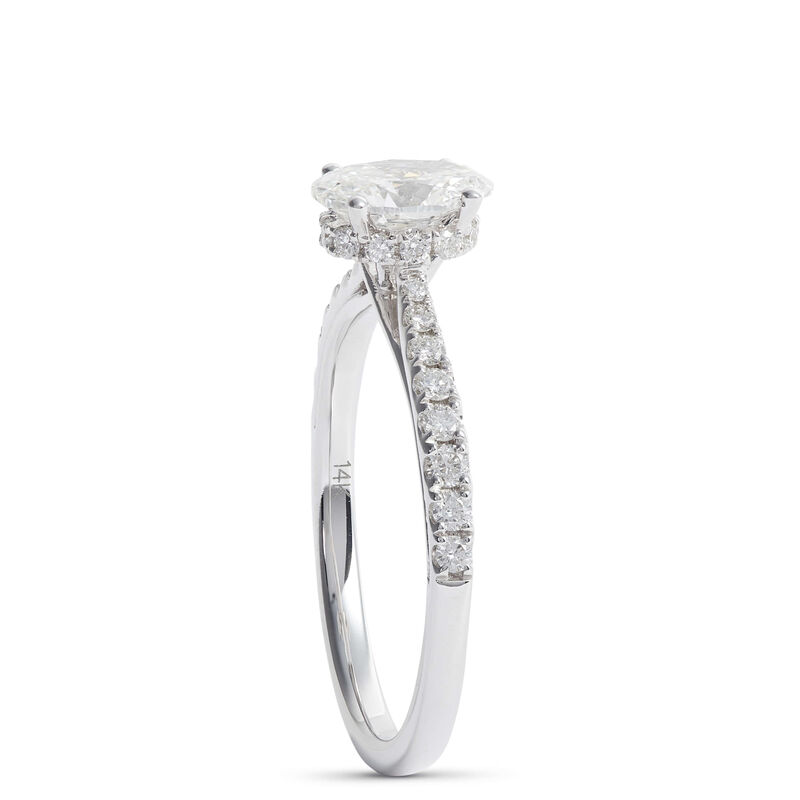 Oval Cut Diamond Engagement Ring, 14K White Gold image number 2