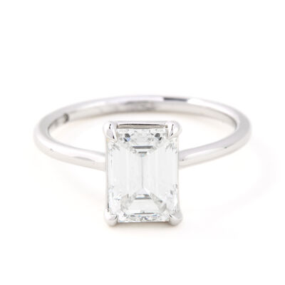 Bella Ponte “Whisper” Emerald Cut Diamond Engagement Ring, 14K White Gold