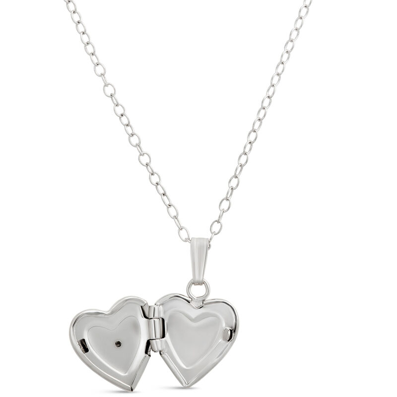 Baby Heart Diamond Locket in Sterling Silver image number 1