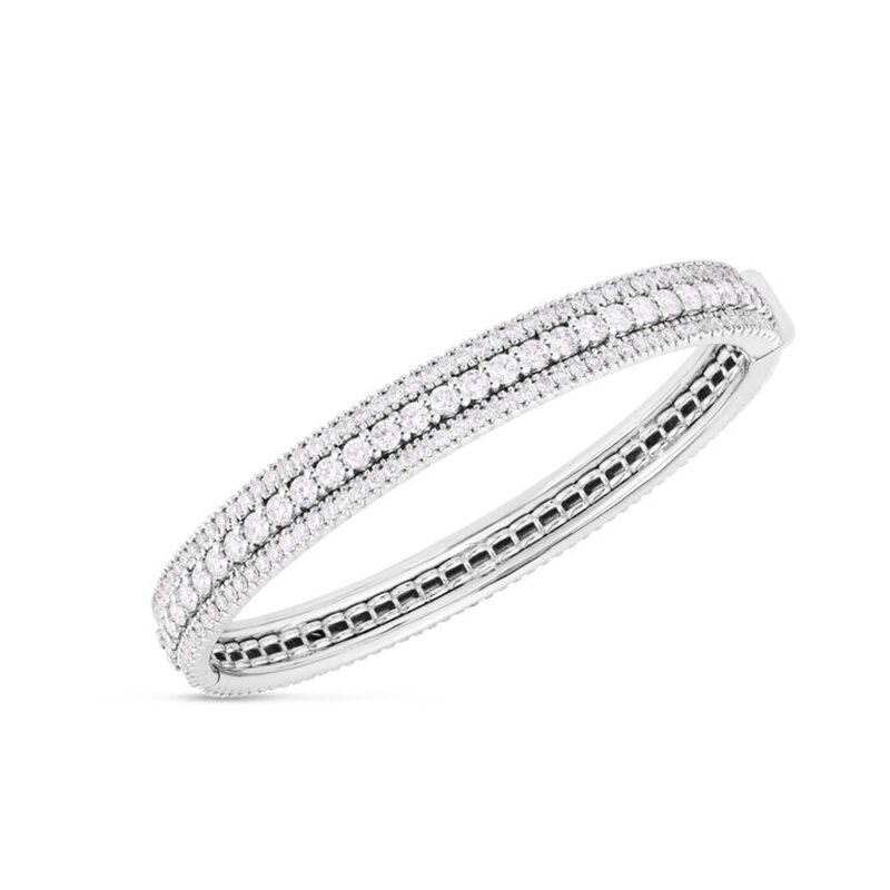Roberto Coin 18k White Gold Siena Diamond 3 Row Bangle image number 0