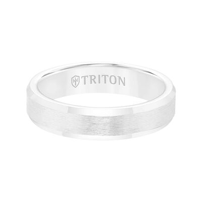 TRITON Contemporary Comfort Fit Brush Finish Band in White Tungsten, 5 mm&nbsp;