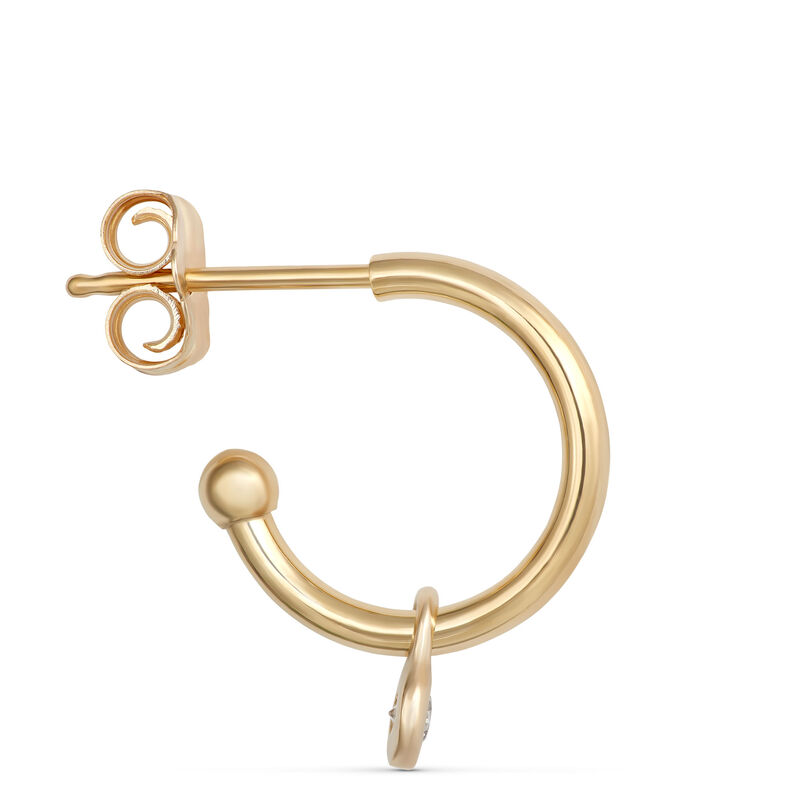Hoop Earrings with Bezel Diamonds, 14K Yellow Gold, 12mm image number 1