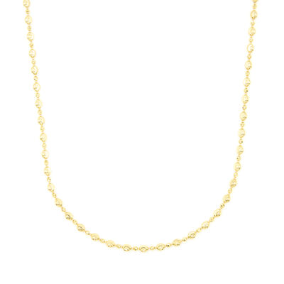 18-Inch Moon Cut Bead Necklace, 14K Yellow Gold
