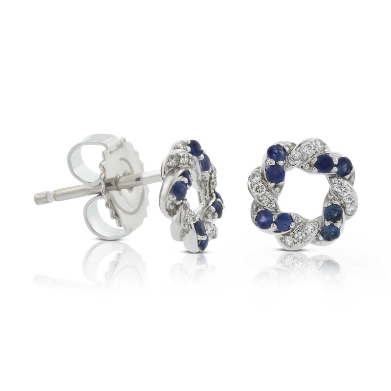 Sapphire & Diamond Swirl Knot Earrings 14K image number 0