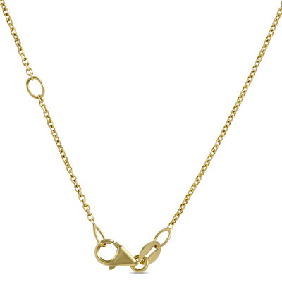 Round Aquamarine Pendant Necklace, 14K Yellow Gold