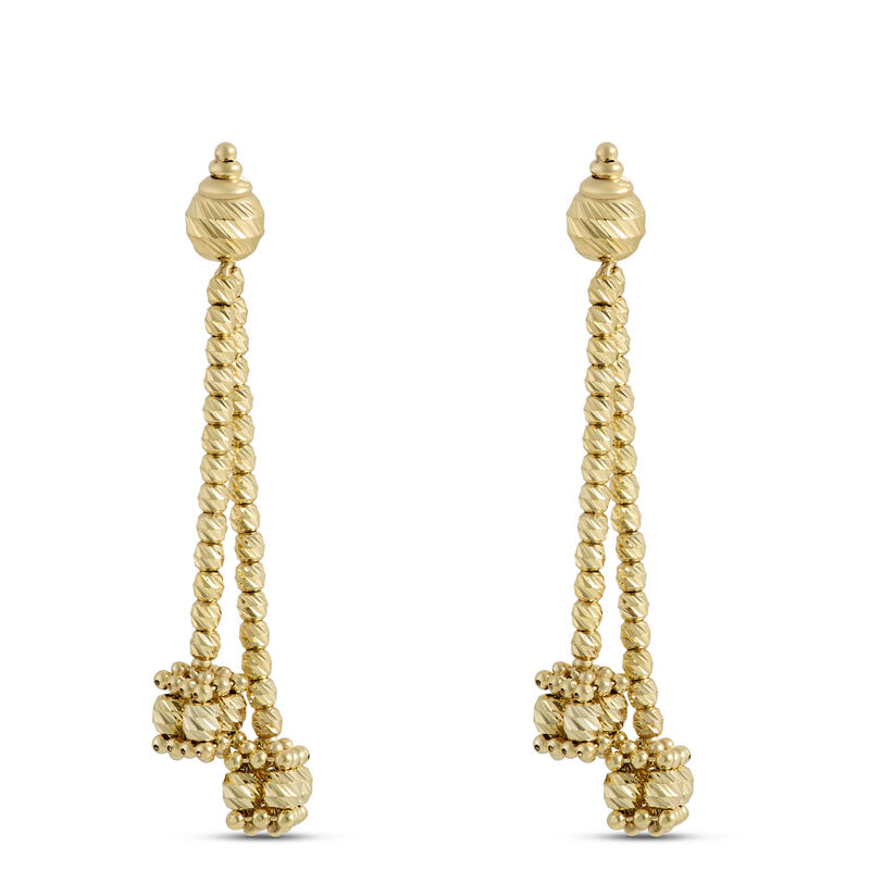 Toscano Double Beaded Drop Earrings, 14K Yellow Gold image number 0