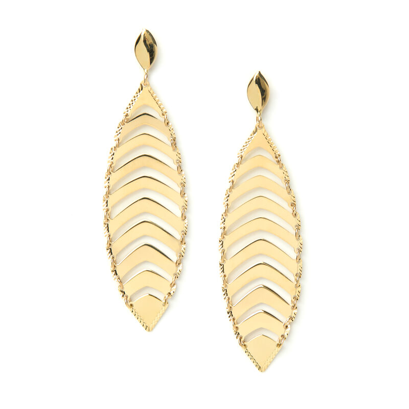 Toscano Marquise Shaped Drop Earrings, 14K Yellow Gold image number 0